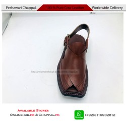 Classic Brown Pure Leather Peshawari Chappal - PS206