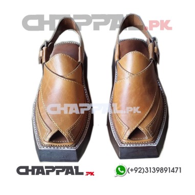 Classic Leather Peshawari Chappal Sandal in Tan Brown - CH96