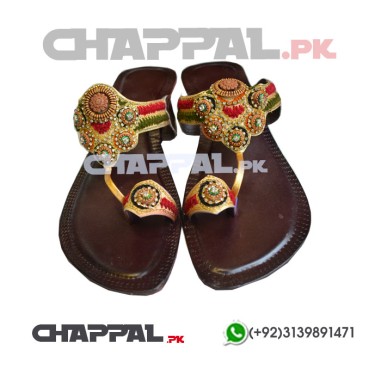 Ethnic Leather Traditional Khussa Chappal for Women - LAD002